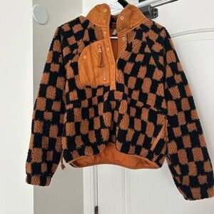FP Movement by Free People Black and Brown Checkered Puffer Jacket